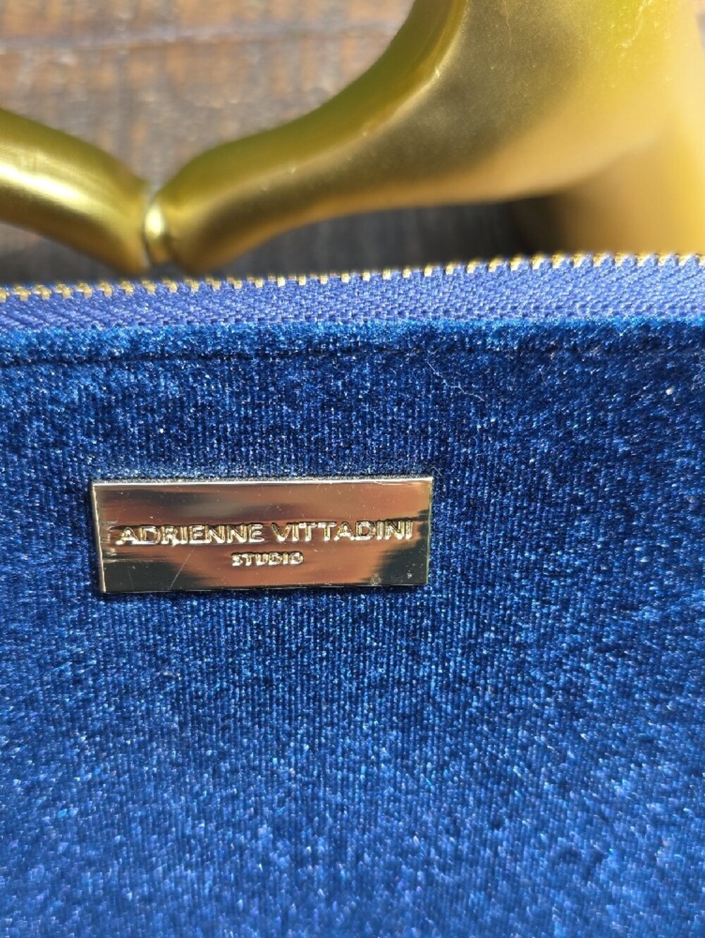 Adrienne Vittadini Navy Blue Velvet Zip Wallet - Picture 2 of 5